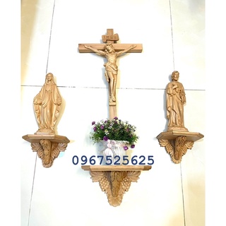 Bộ bàn thờ công giáo gồm 3 tượng thờ và bộ kệ thờ chùm nho