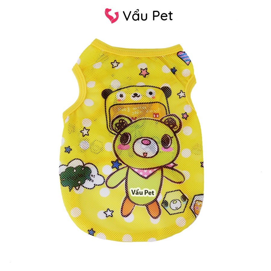 Áo cho chó mèo ba lỗ lưới hoạt hình ngộ nghĩnh - Quần áo cho chó poodle, con, lớn, mèo, thú cưng Vẩu Pet Shop