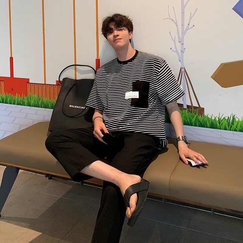 Áo thun Stee Sọc ngang ROSE CVC- Giá sỉ Unisex