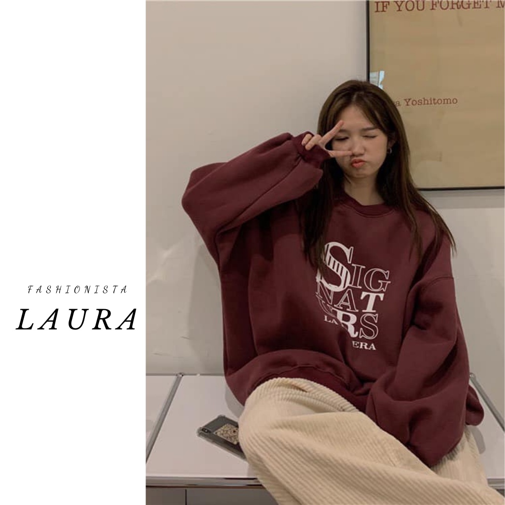 Set Áo Nỉ Đỏ SIGNAT kèm quần ống suông nỉ tăm Laura Boutique  - Bộ nỉ đỏ đô chữ Signature CÓ ẢNH THẬT | BigBuy360 - bigbuy360.vn