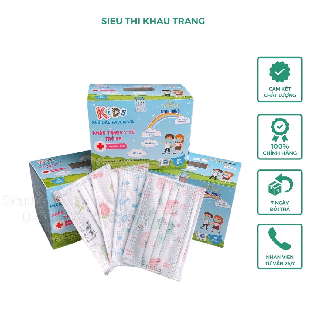 Khẩu Trang Y Tế Trẻ Em Kháng Khuẩn LOKA KIDs Mask In Hình Hoạ Tiết Cho Bé Từ 3-10 Tuổi