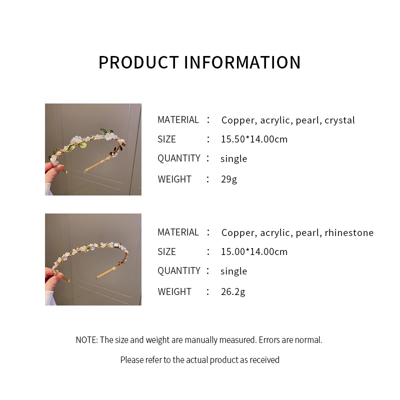 Băng Đô Cài Tóc Hình Hoa Lá Đính Ngọc Trai Phong Cách Mori Hàn Quốc Sang Trọng