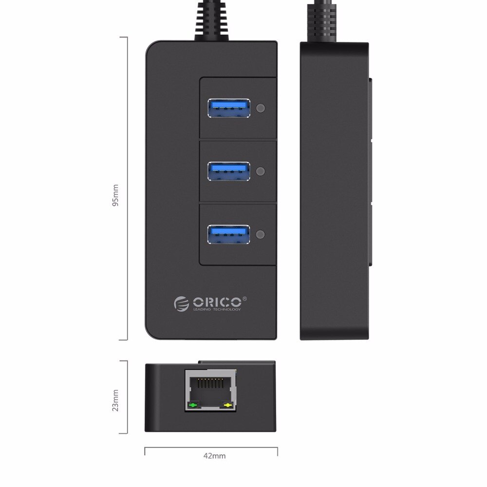 Bộ Chia USB 3.0 ORICO HR01-U3-V1 3 Cổng USB + 1 Cổng Lan Giga - HUB USB 3Port + USB to Lan Giga