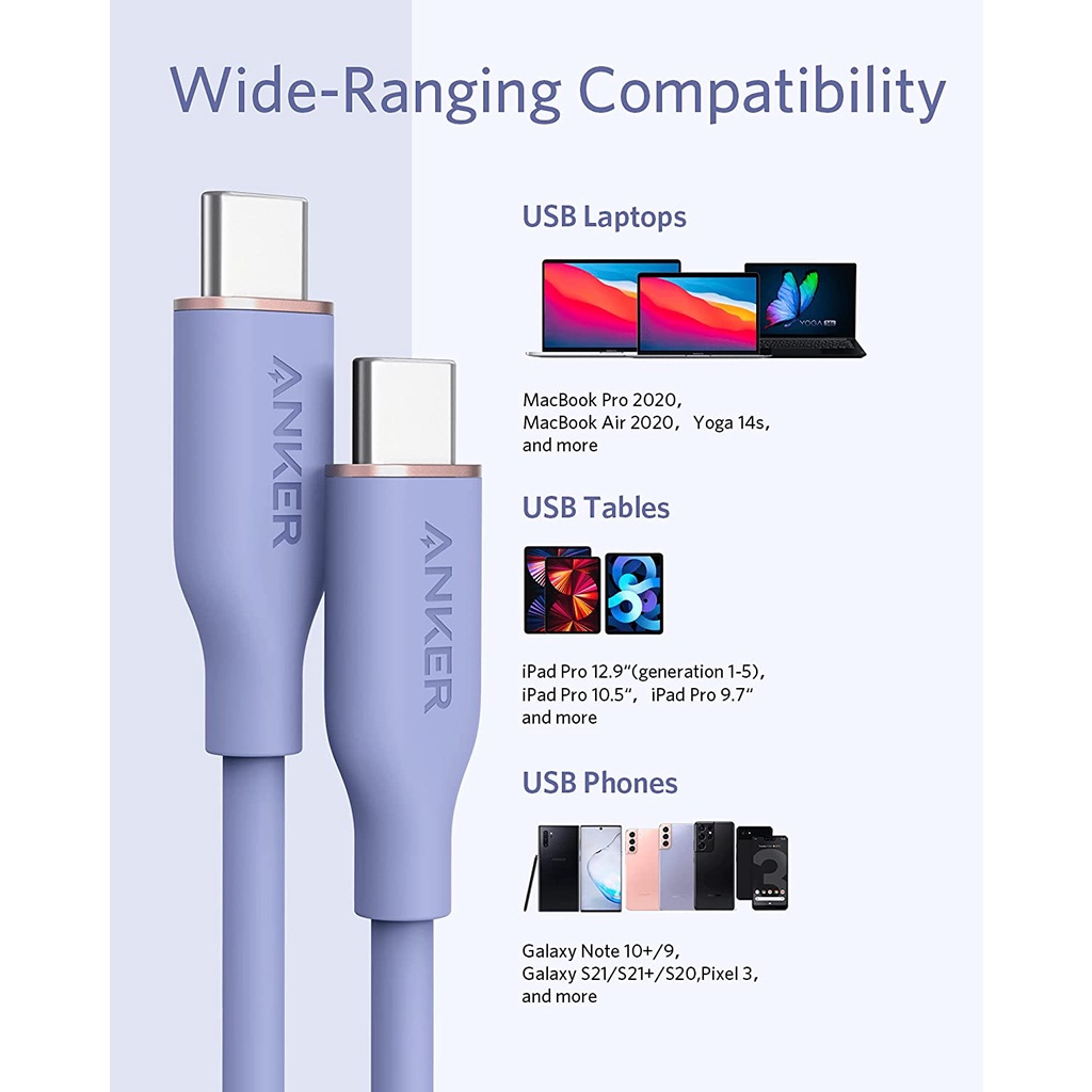 Cáp sạc nhanh Anker PowerLine III Flow USB C - C  -