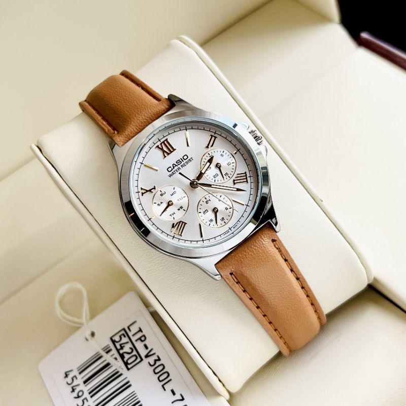Đồng hồ dây da nữ siêu bánh bèo Casio ltp v300l (Chính hảng)