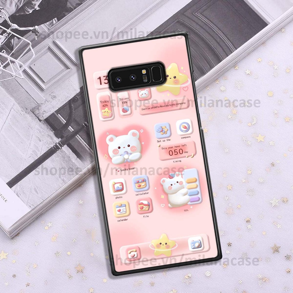 Ốp Samsung Note 8 hình đồng hồ icon gấu mèo cute cực dễ thương ngộ nghĩnh