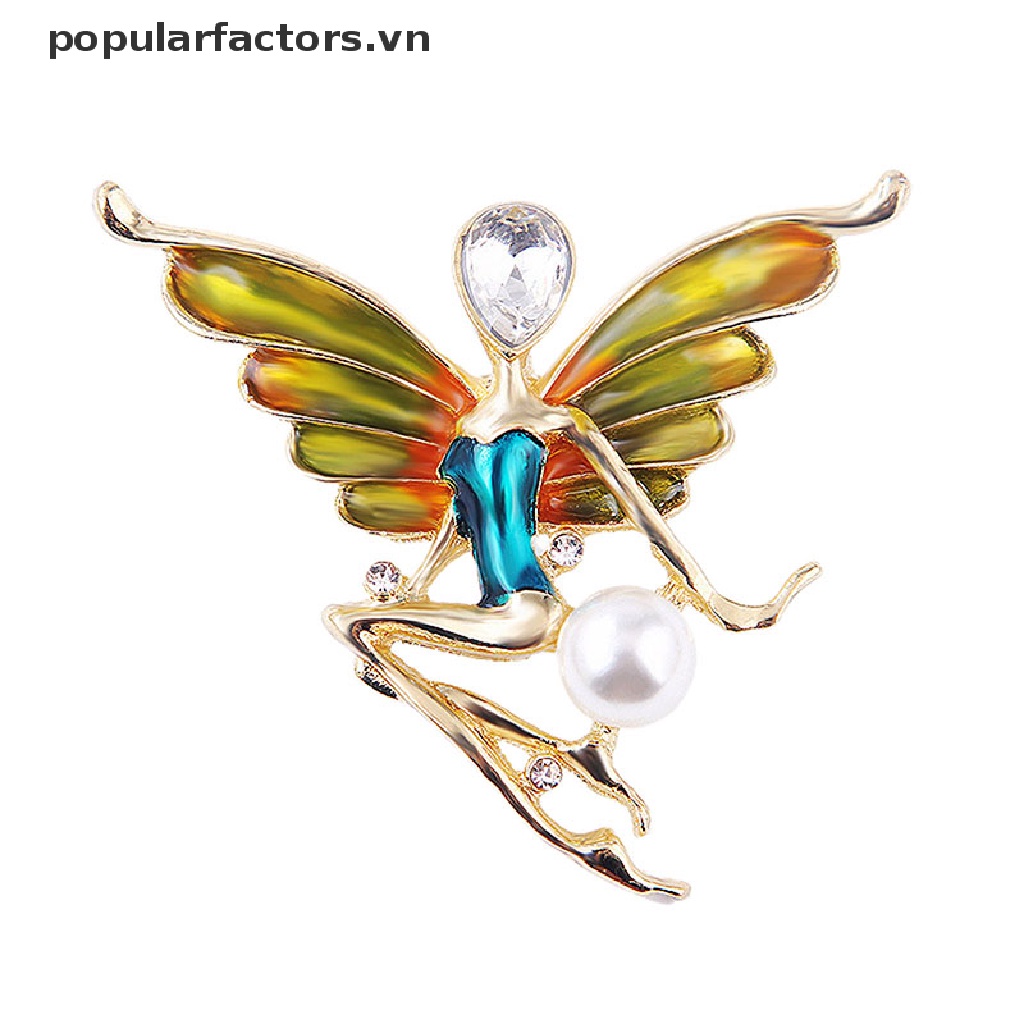 Ghim cài áo hình thiên thần đính ngọc trai nhân tạo thời trang
