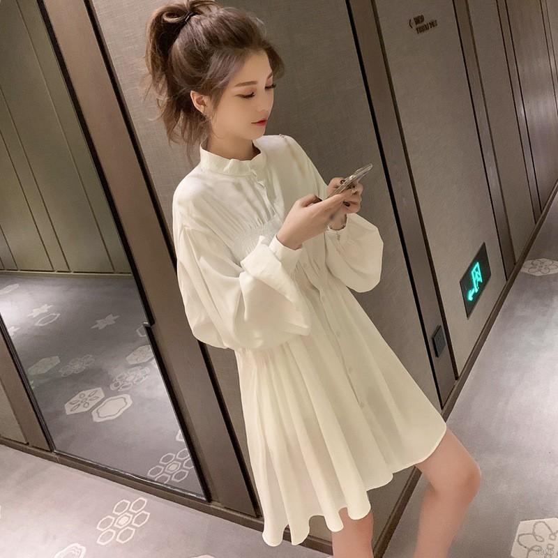 Áo Sơ Mi Nữ Dài Tay Cổ Bẻ Eo Thắt Dây Thời Trang Hàn