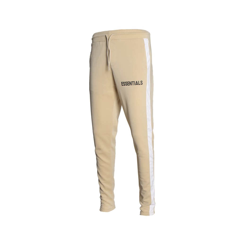 Quần Sweatpants Essentials Có Sọc 2 Bên Lưng Thun Form Ống Suông Unisex Màu Tan