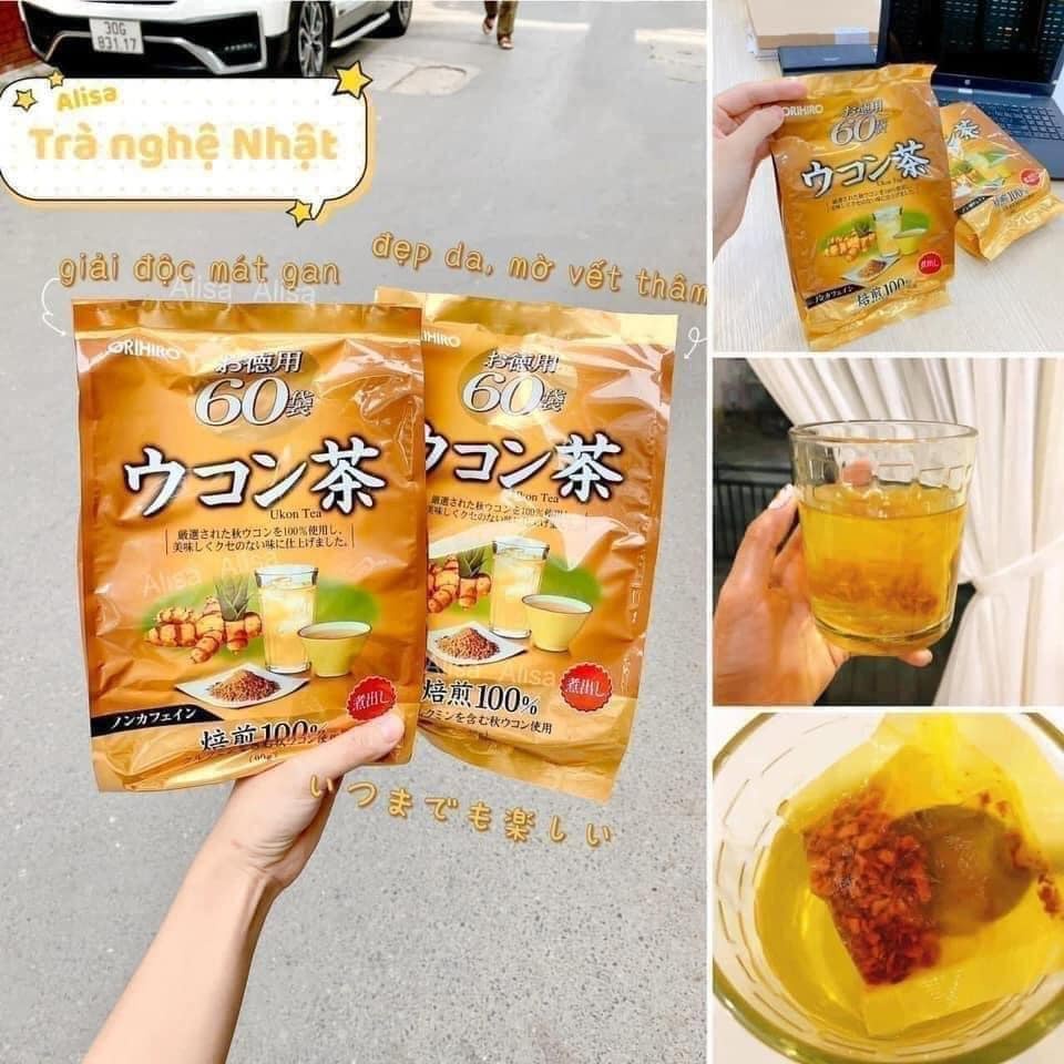 Trà Nghệ Orihiro Thải Độc Gan Bảo Vệ Dạ Dày Ukon Tea Nhật Bản - Túi 60 Gói