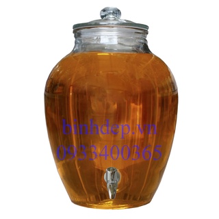 BÌNH NGÂM RƯỢU THUỶ TINH BÍ TRƠN 10 LÍT CÓ VÒI