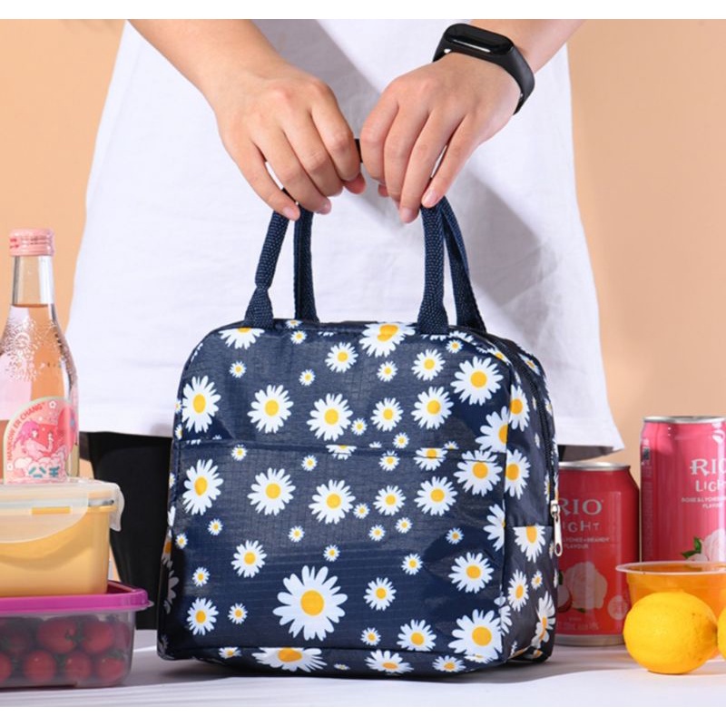 TÚI ĐỰNG HỘP CƠM VĂN PHÒNG GIỮ NHIỆT HOẠ TIẾT HOA CÚC NHIỀU MÀU SẮC