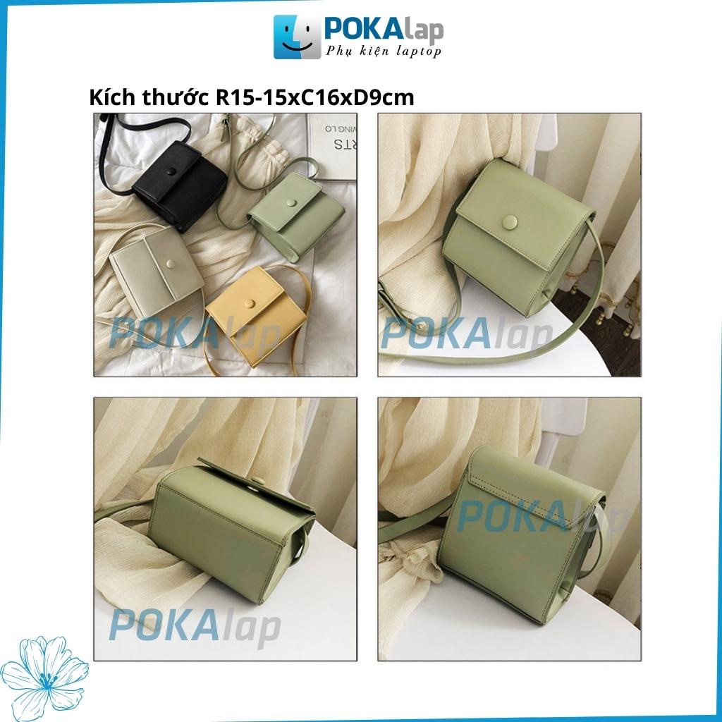 Túi xách nữ, túi đeo chéo nữ POKA25 đeo chéo hình vuông cúc bấm phong cách Hàn quốc- POKALAP