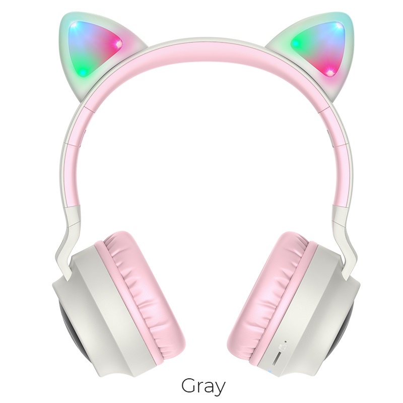 Tai nghe Bluetooth chụp tai Hoco W27 Cat ear BT V5.0, pin dùng 5H, AUX input, đèn Led - Nhất Tín Computer