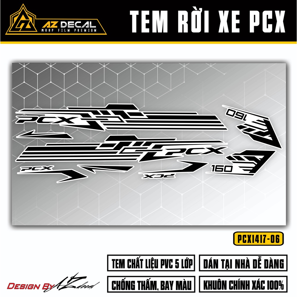 Tem Rời Dán PCX 160 Thiết Kế Hiện Đại | PCX-06 | Decal Chế Dán Xe Máy PCX Chống Thấm Nước, Chống bay Màu