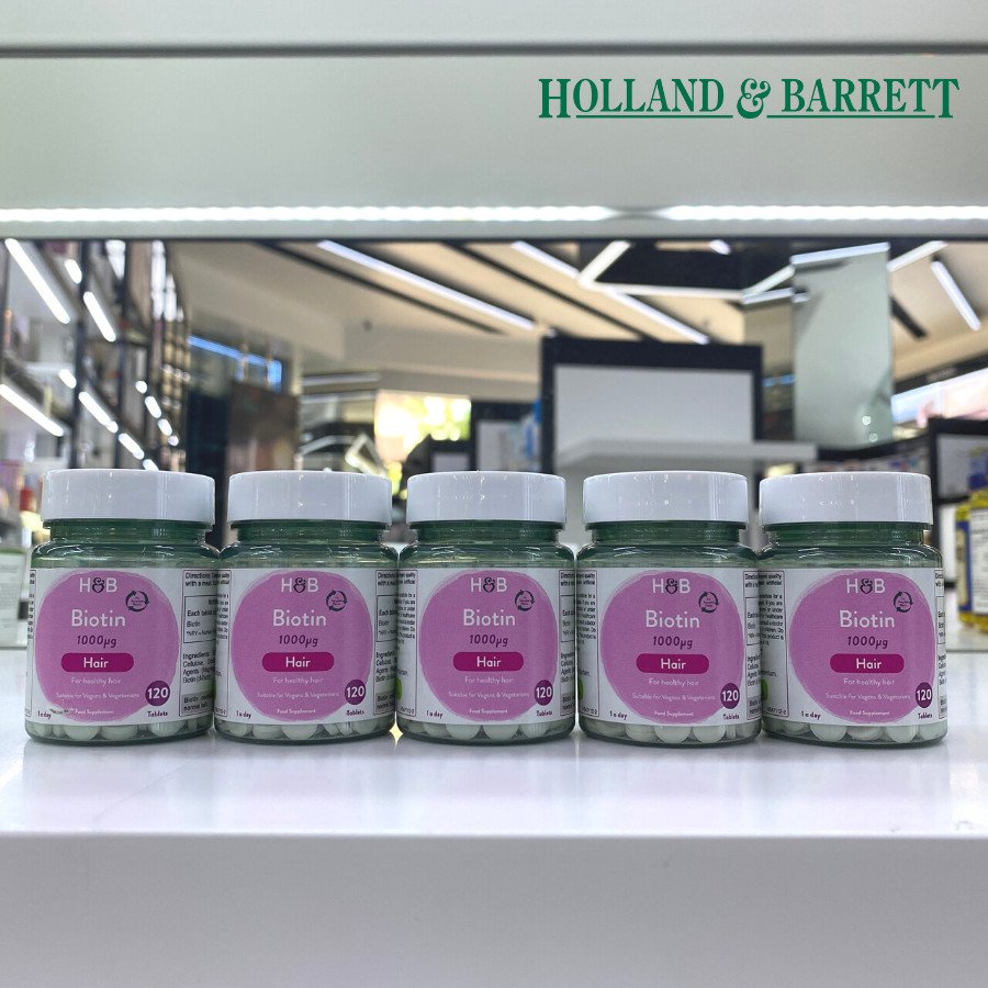 [GIẢM RỤNG-MỌC TÓC] Viên uống mọc tóc giảm rụng Biotin Holland &amp; Barett 120viên