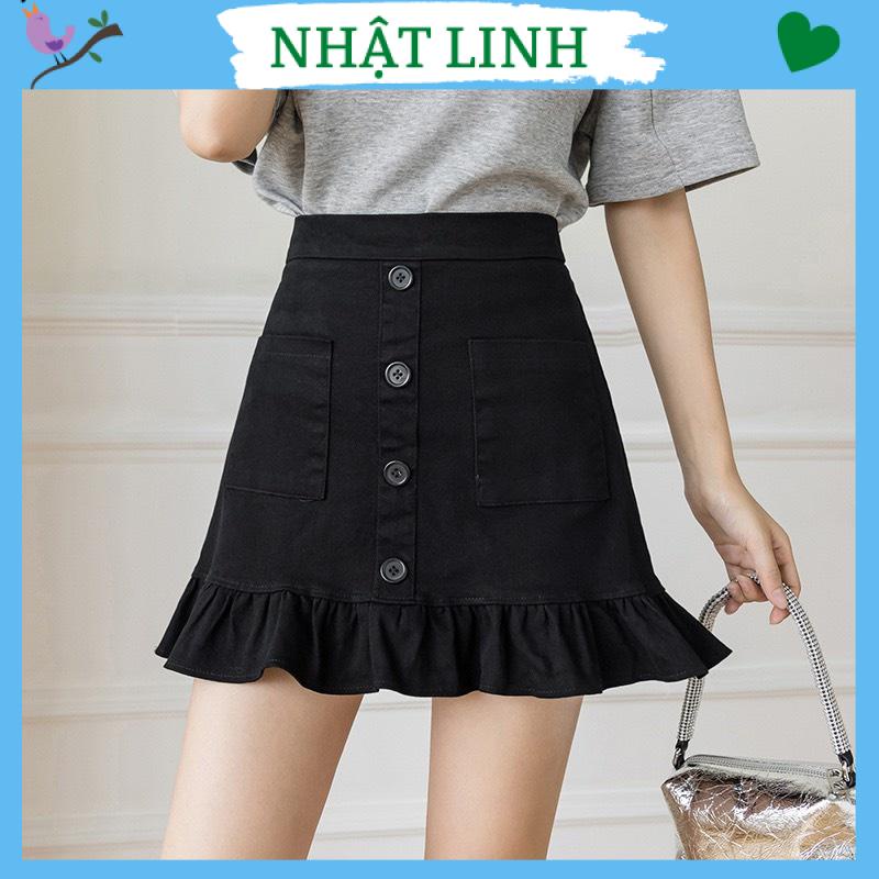 Chân váy chữ A NHẬT LINH chân váy ngắn nữ chất kaki thiết kế đuôi cá phối cúc xinh xắn - CV243