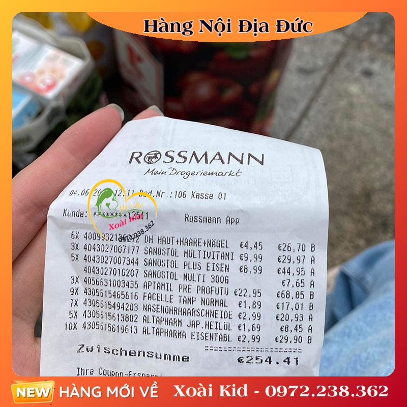 Vitamin tăng sức đề kháng cho bé Sanostol số 1,3,6 và Kẹo ngậm Sanostol của Đức cho bé từ 1 tuổi - Nội địa Đức Đủ Bill