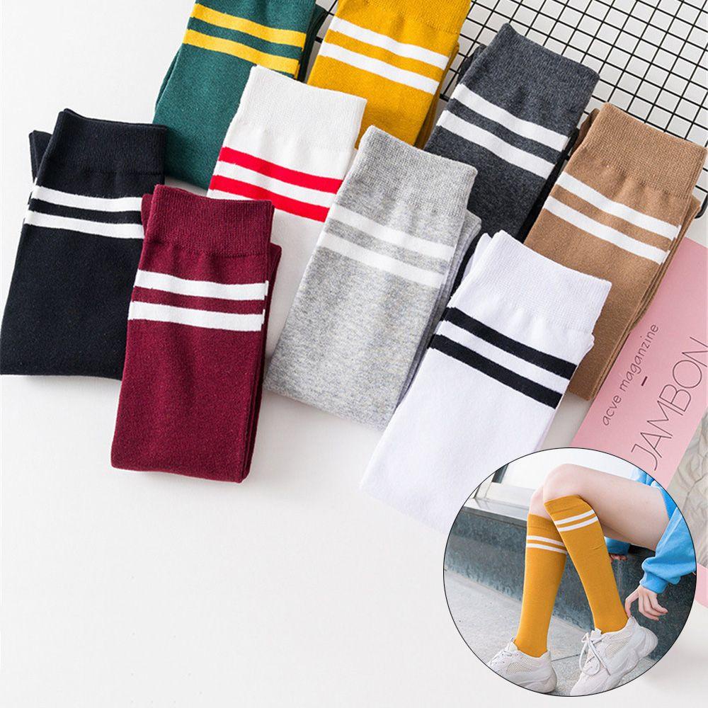 OSIER1 Vớ Cotton Dài Qua Gối Họa Tiết Kẻ Sọc Cho Nữ