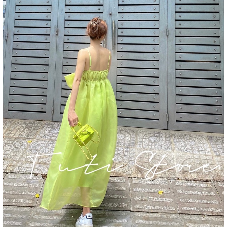 Đầm 2 dây nơ ngực SUNNY DRESS xanh cốm