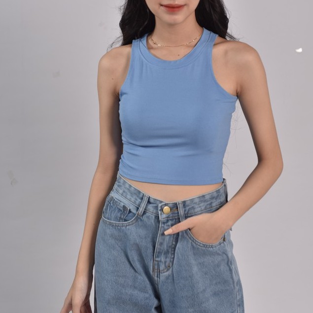 Áo sát nách nữ croptop iLEFT 100% cotton form ôm tập gym mát đẹp mã A007