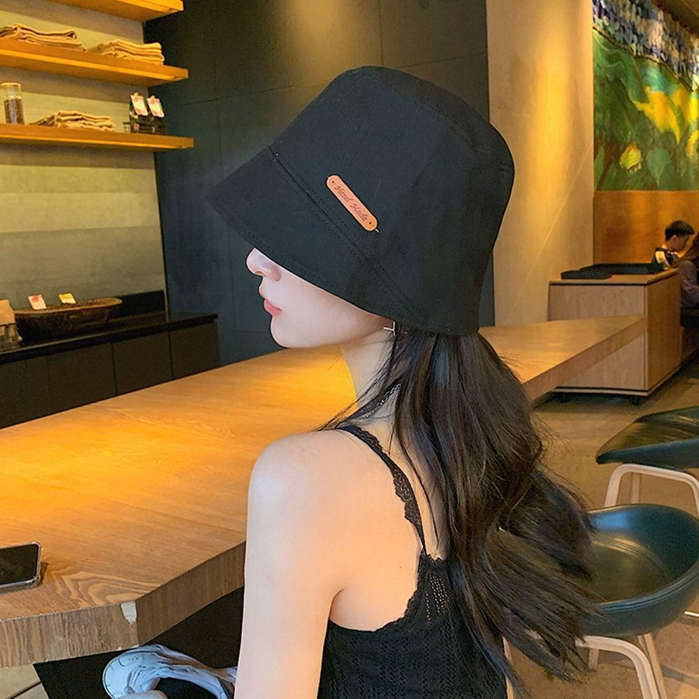 IVORY Nón Bucket Chất Liệu Cotton Màu Trơn Thời Trang Thu Đông Cho Nữ