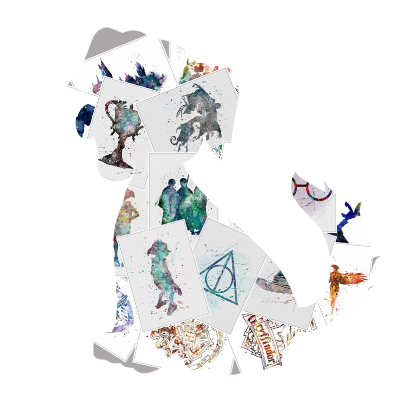 25 miếng dán trang trí phong cách hoạt hình Harry Potter chống nước