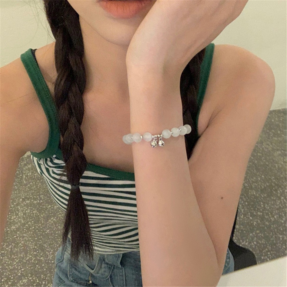 Vòng Tay Mặt Đá Mắt Mèo Đính Chuông Thời Trang Cho Cặp Đôi