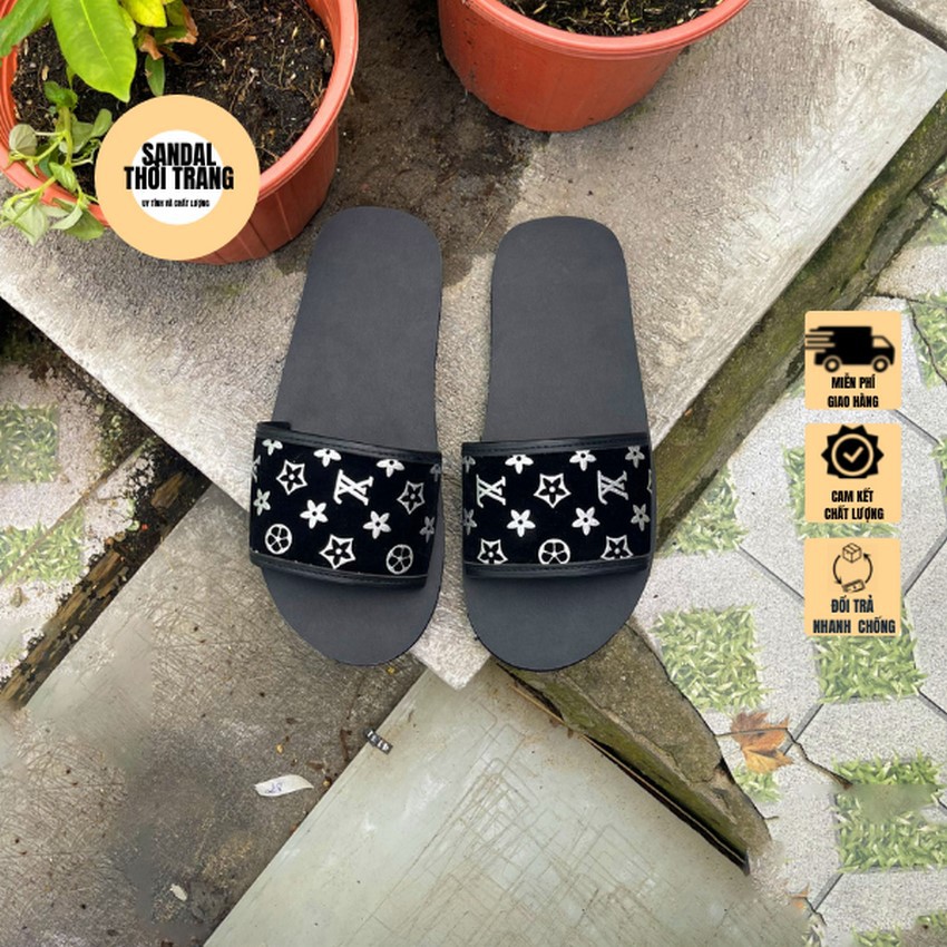 Dép quai ngang nữ nam, SANDALTHOITRAN sandal quai ngang đi học, đi chơi VL Trắng/Đen, sandal đồng nai full size 30-44