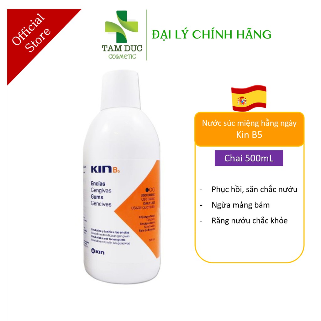 Kin B5 (C/500ml) - Nước súc miệng hằng ngày làm sạch mảng bám, phục hồi nướu răng