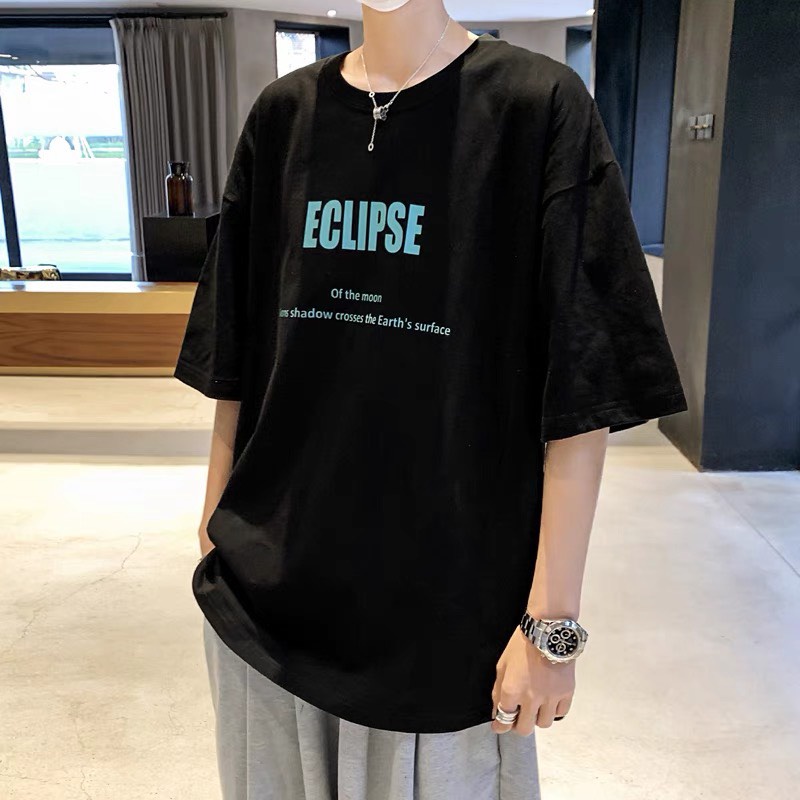 Áo thun tay lỡ form rộng in họa tiết chữ ECLIPSE phong cách -  phông Unisex nam nữ đều mặc được