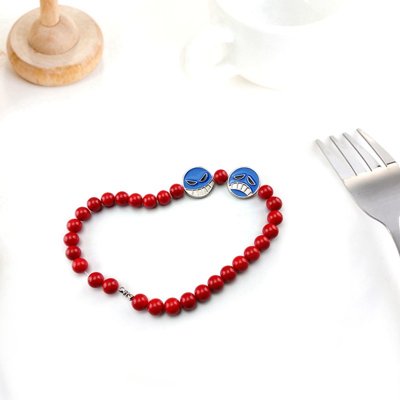 Tmdbyx Vòng tay chuỗi hạt màu đỏ phong cách One Piece cá tính