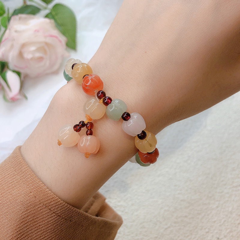 Vòng Tay Chuỗi Hạt Màu Vàng/Bạc/Hoa Sen/Quả Bí Ngô/Hoa Sen/Quả Bí Ngô Phong Cách Mới Dành Cho Bạn Nữ