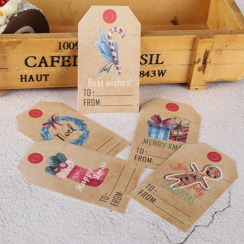Set 50 Nhãn Dán Trang Trí Quà Giáng Sinh Bằng Giấy Kraft