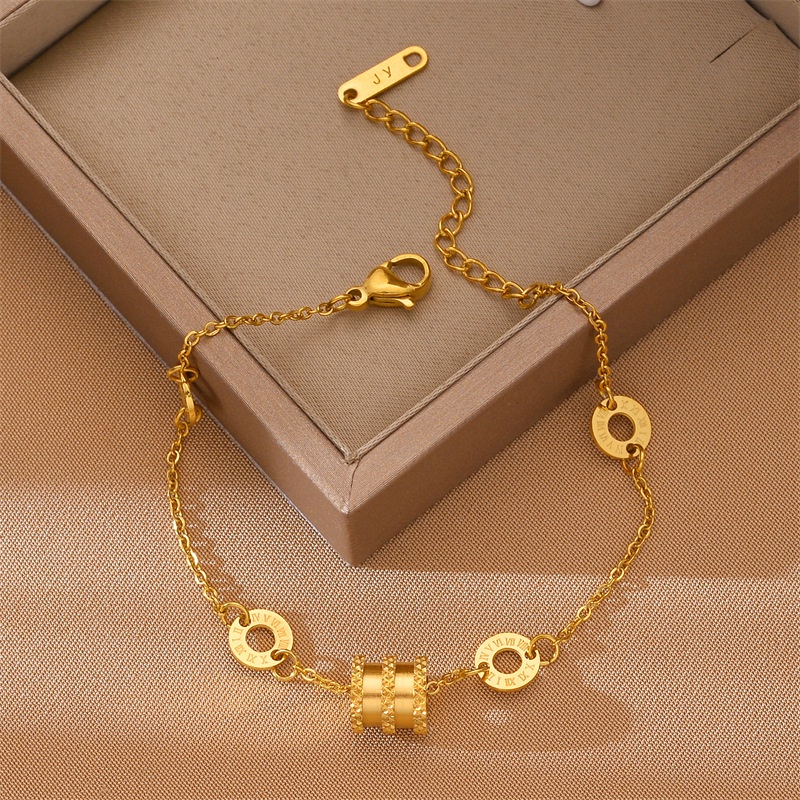 Lắc tay titan nữ không gỉ mạ vàng 18k thiết kế đơn giản thời trang phong cách ins hàn quốc