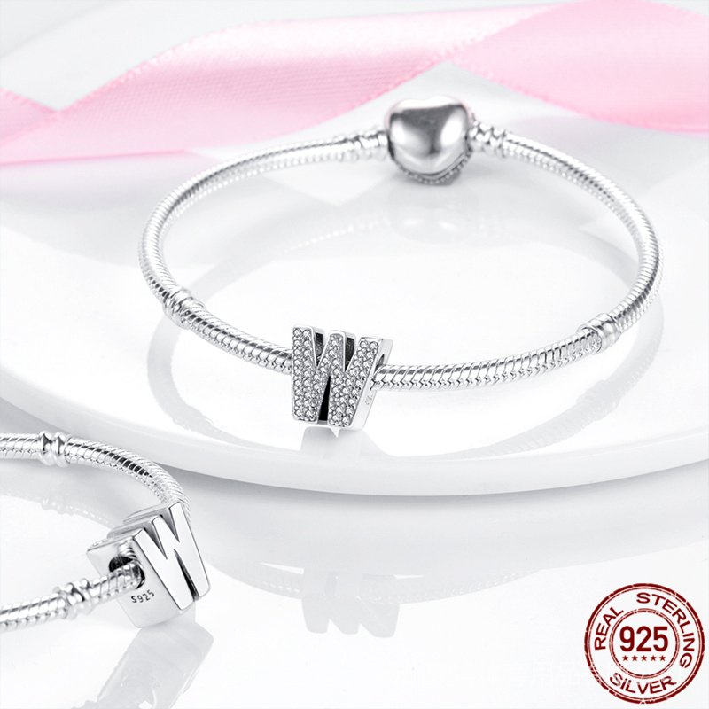 Charm tên chữ cái A-Z Pandach bạc sterling 925 Pandora 100% chính hãng cho mặt vòng tay