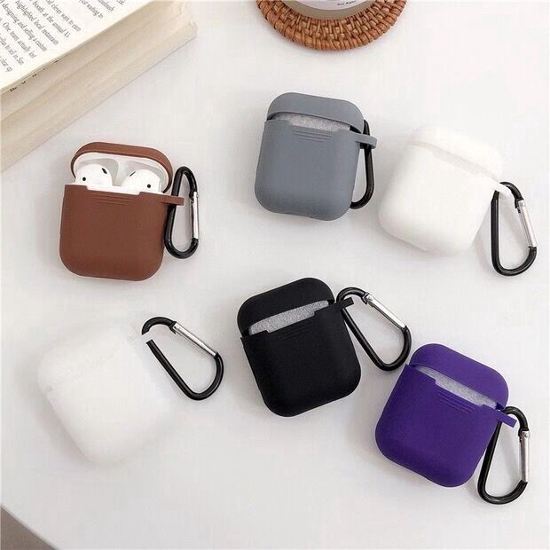 CHÍNH HÃNG Vỏ ốp bọc Bảo Vệ Hộp Sạc Tai Nghe Airpod 1 2 i12 i12 Twschống va đập - kèm móc Chất Liệu Silicon