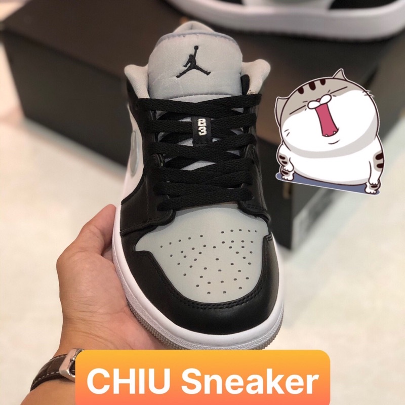 Giày thể thao cổ thấp xám trắng đen phiên bản cao cấp Giày Sneaker Jordan low smoke grey V1 cao cấp