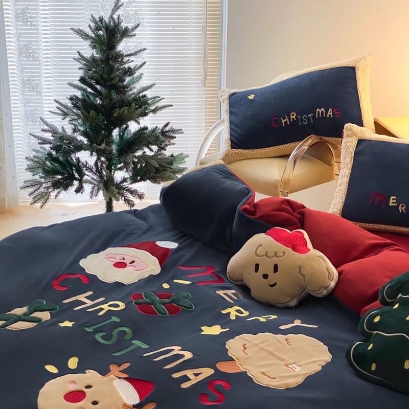 Set Bộ Vỏ Chăn Ga Giáng Sinh, Chất Nỉ Nhung Mịn_shinbedding