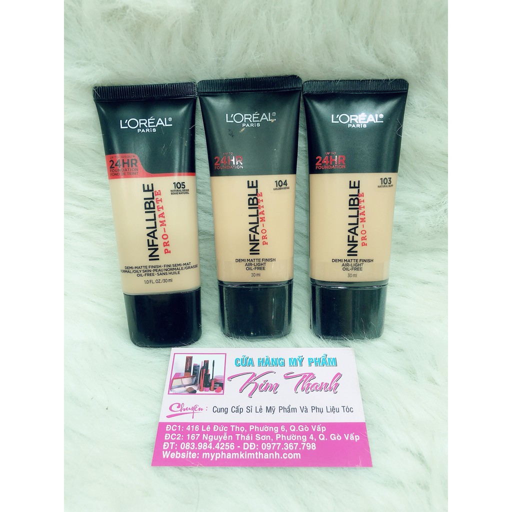 Kem Nền BB Trang Điểm Lâu Trôi L'Oreal Infallible Pro-Matte 24H Foundation Makeup 30ml