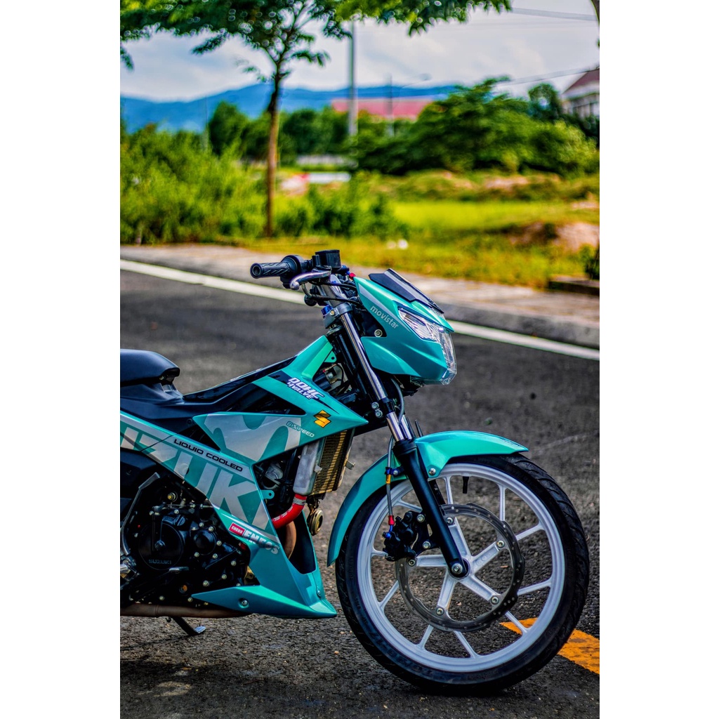 Tem Rời Dán Xe Raider FI Mẫu Movistar Xanh Cực Chất, Hàng 3 Lớp Chất Lượng Cao