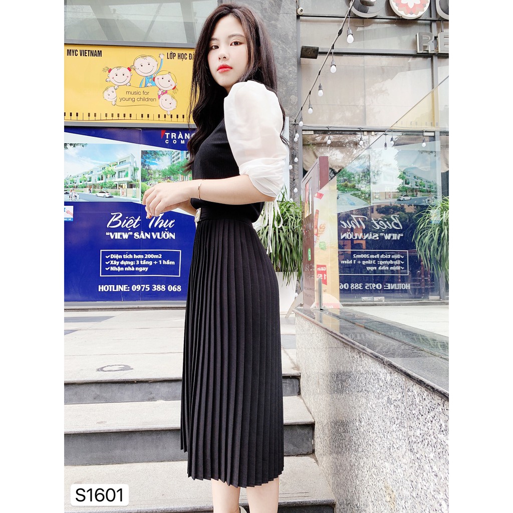 Set cv đen mix áo đen phối tay trắng S1601-  Đẹp Shop DVC (Kèm ảnh thật trải sàn do shop tự chụp) | BigBuy360 - bigbuy360.vn