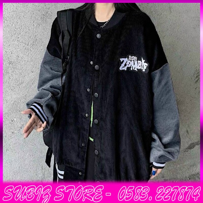 ÁO KHOÁC KAKI NHUNG GÂN ZOMBIES (M1740 - Chữ Nổi) (Subinz Store)