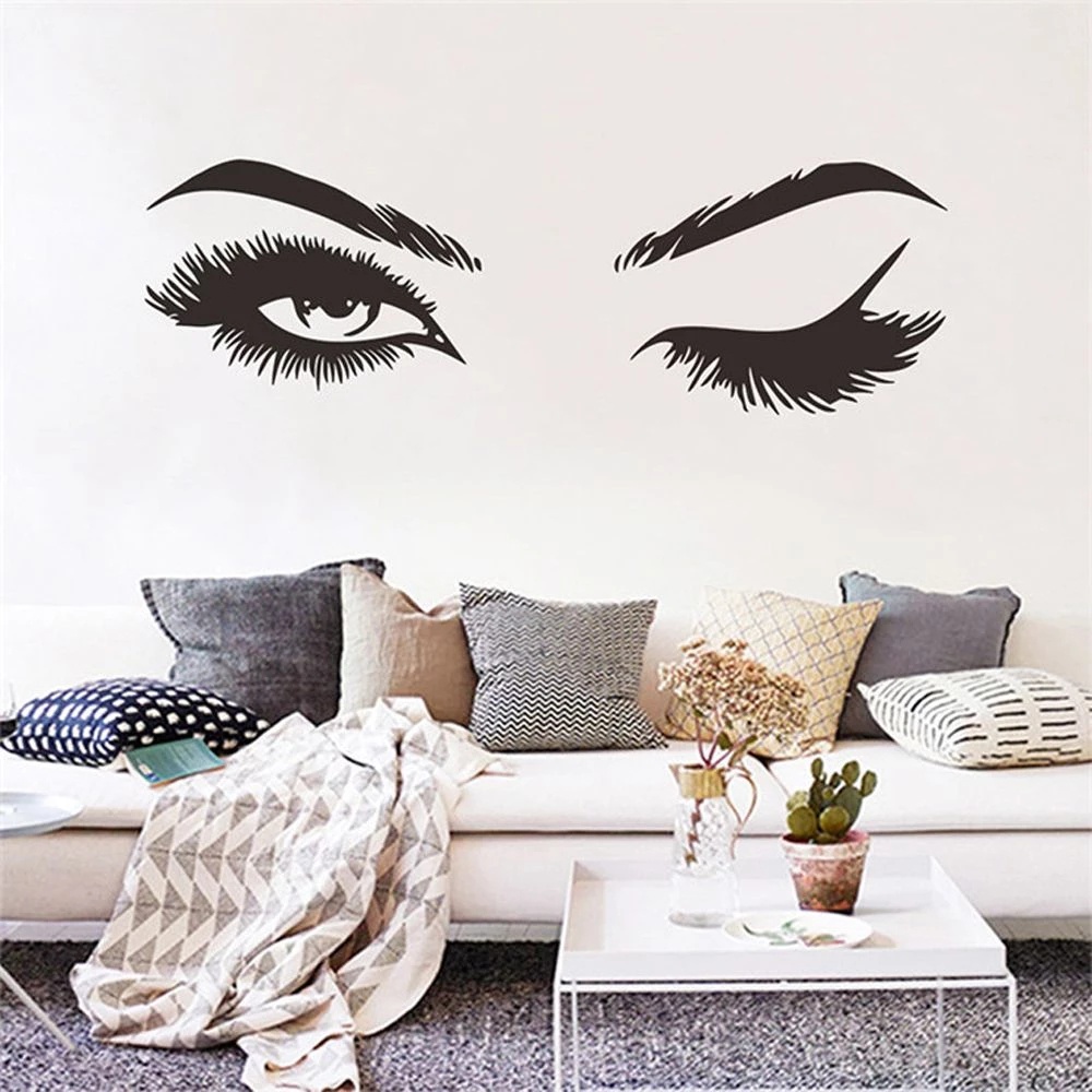 Đề Can Dán Tường Hình Lông Mi / Lông Mày Độc Đáo Trang Trí Nhà Cửa DIY