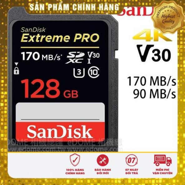 Thẻ Nhớ Máy Ảnh SDXC SanDisk Extreme Pro U3 V30 128GB 170Mb/s - Tốc độ siêu cao | BigBuy360 - bigbuy360.vn