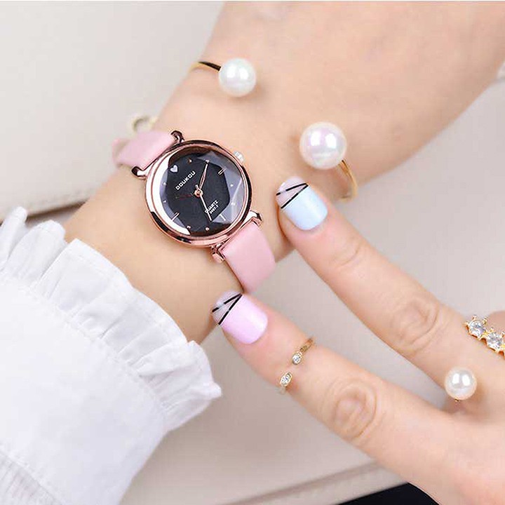 Đồng hồ nữ DouKou 71139 dây da lộn cao cấp mặt tròn Bán lẻ giá sỉ