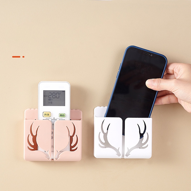 Hộp Đựng Điều Khiển Từ Xa / Điện Thoại Pp Gắn Tường Hình Sừng Hươu Dễ Thương Tiện Dụng Cho Phòng Ngủ