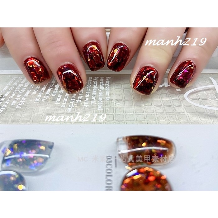 Set Nhũ Hổ phách, Khổng Tước 6 Hũ Huaxi Siêu Sáng Nail [ Tặng Bảng Màu ] manh219