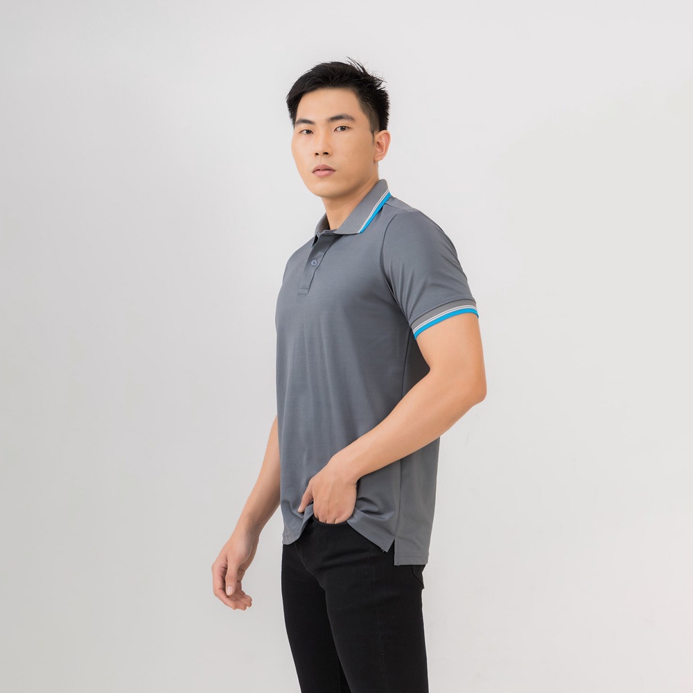 Áo thun polo nam trơn chất vải cá sấu form rộng màu xám, áo phông có cổ unisex