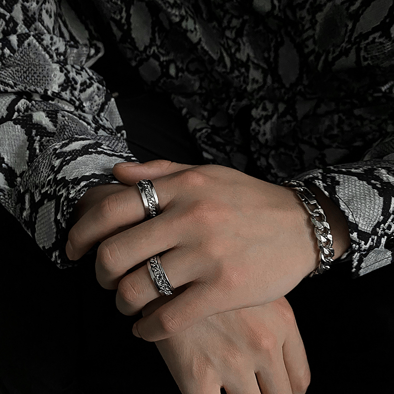 Nhẫn mắt xích đơn giản cá tính phong cách Hiphop